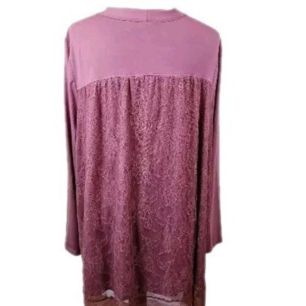 Logo Lori Goldstein Womens 1X Pink Blush Rayon 230 Cardigan Aura Lace Back Top‎